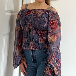 Anthropologie puff sleeve floral blouse